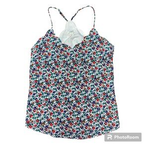 J Crew Sz4 fully lined scalloped neck vibrant floral tank with adjustable straps